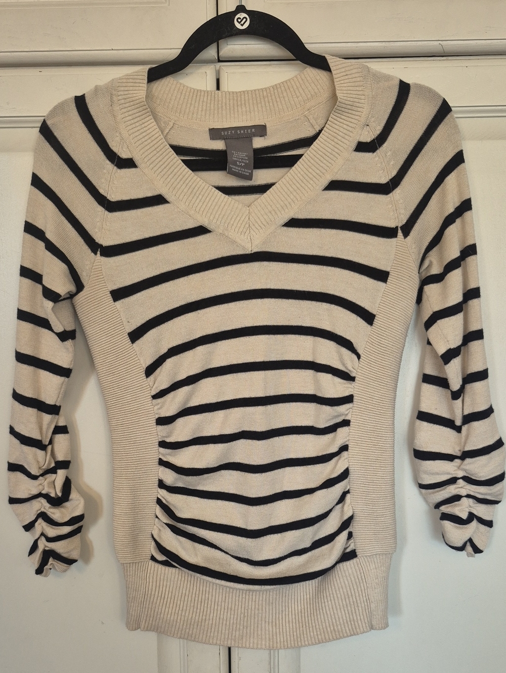Striped V-Neck Pullover Sweater